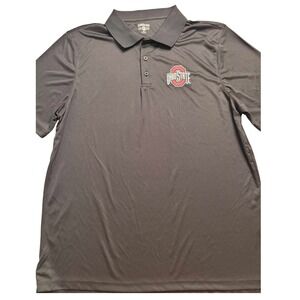 Mens Scarlet & Gray Ohio State Buckeyes Black Pullover Polo Shirt Size XL